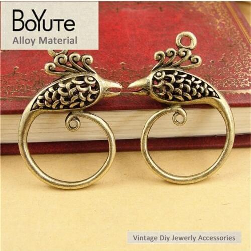 BoYuTe (20 Pieces/Lot) 38*26*6MM 3 Colors Vintage Metal Zinc Alloy Hanging Animal Phoenix Charm Pendants for Jewelry Accessories