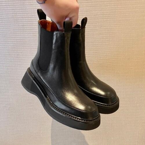 Luxury brand 2021 new winter shoes womens ankle boots British style motorcycle boots female Chelsea boots femme