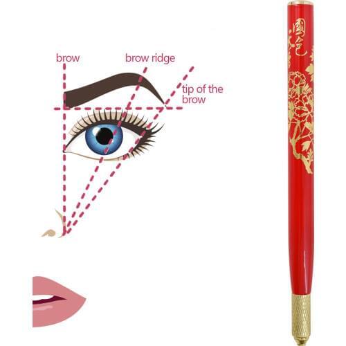Microblading Pen Tattoo Manual Kit Permanent Makeup Eyebrow Lip Eyeliner Embroidery Cross Head Pen with 10Pcs Needles Set Supply