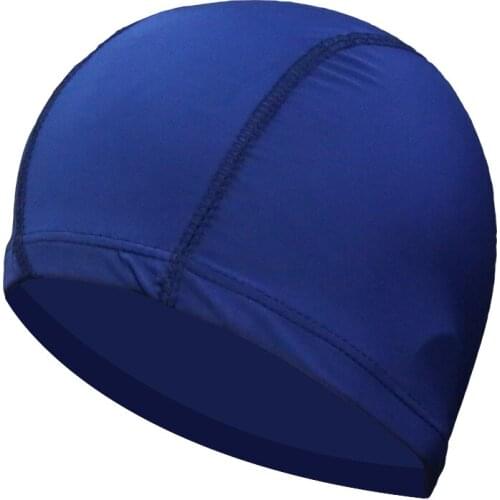 2021 Elastic Waterproof PU Fabric Protect Ears Long Hair Sports Swim Pool Hat Swimming Cap Free size for Men & Women Solid Color