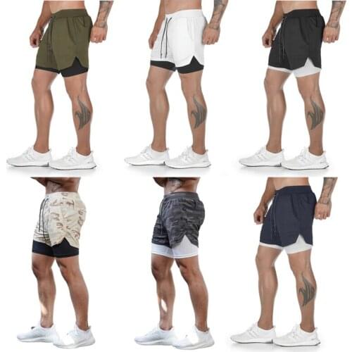 Running Shorts Fitness Sports Shorts New Mens Two-In-One Beach Sports Shorts Quick-Drying Fitness Sports Pants Home Men