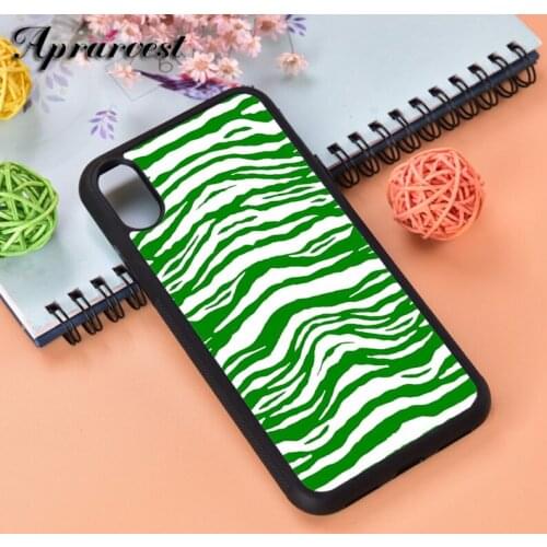 Aprarvest Green Zebra Print Pattern Silicone Rubber Phone Case Cover For iPhone 6 6S 7 8 PLUS X XS XR 11 12 MINI PRO MAX
