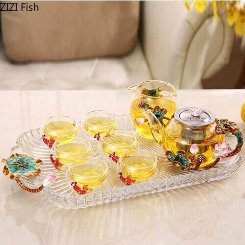 Chinese Style Glass Kung Fu Tea Set Teapot Seven-piece Set Tea Set Suit Household Tea Set Gift