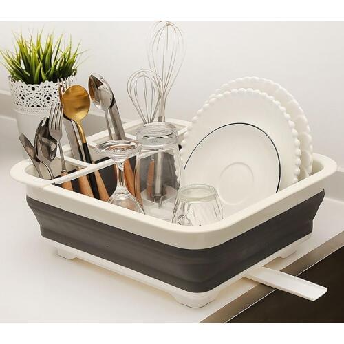 Foldable Dish Rack Kitchen Storage Holder Drainer Bowl Tableware Plate Portable Drying Dish Rack Home Shelf Dinnerware Organizer