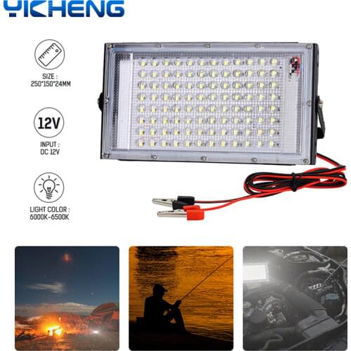 LED Floodlight 50W 100W DC12V Electric Clip Charger LED Emergency Lamp IP65Waterproof LED Spotlight Outdoor Lighting For Camping