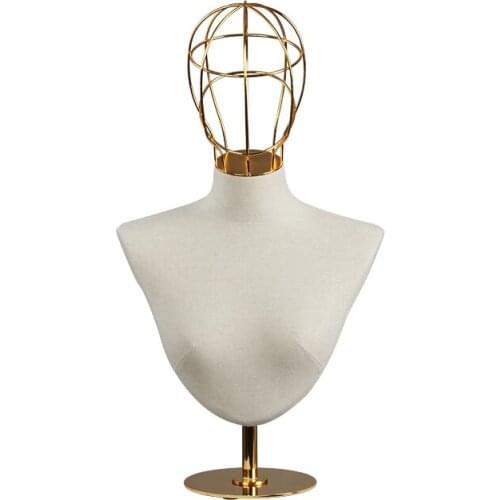 Fabric Cover Female Mannequin Model Torso Dress Form With Wire Head