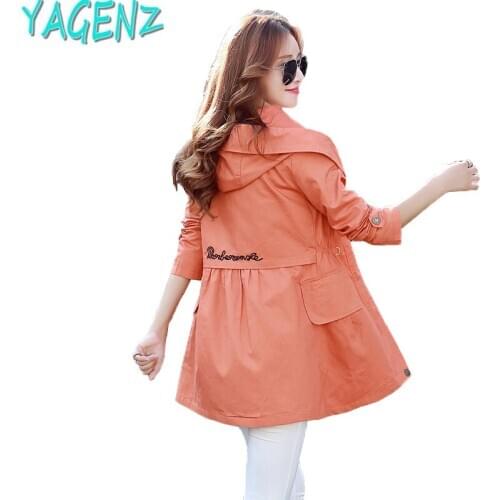Autumn Women Trench Coat 2021 Fashion Hooded Windbreaker Female Casual Overcoat Long Sleeve Lady Coat Large Size Womens Clothing