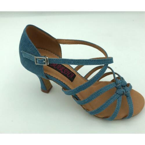 Hot Sale fashional womens latin dance shoes salsa ballrom tango shoes in jean 6215J