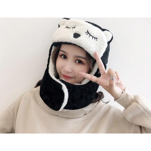 H7726 Women Bomber Hat Female Winter Windproof Warm Thermal Thick Ear Protection Cotton Cap Girl Korean Lovely Cartoon Cute Hats