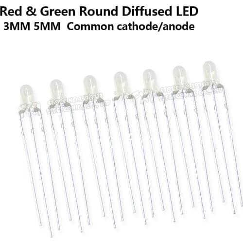 100pcs LED 5mm Round Diffused Red & Green two Color Common anode LED Diode Light Emitting Diode new original