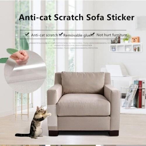 2pcs/set Cat Scratching Guard Tape Anti Scratch Sticker Clear Pet Training Seats Carpet Sofa Furniture Protection With 10 Nails
