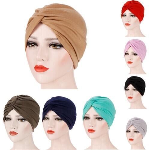 2021 Women India Hat Solid Color Casual Hats Muslim Ruffle Cancer Chemo Beanie Turban Wrap Cap Winter Hat Тюрбан Женский