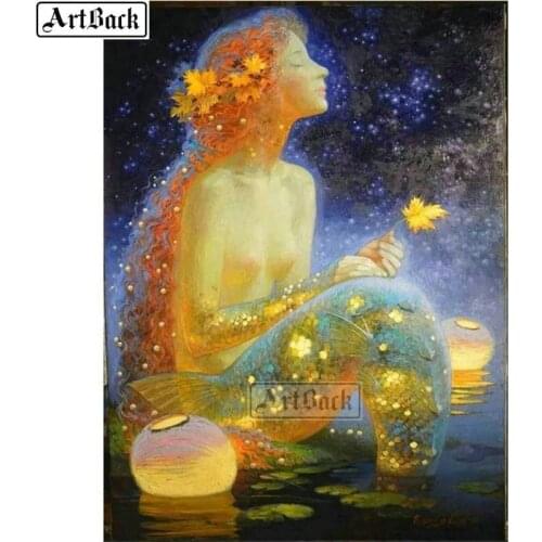 5d diamond painting mermaid landscape cross stitch full square diamond mosaic animal sticker artwork diamond embroidery 30x40cm