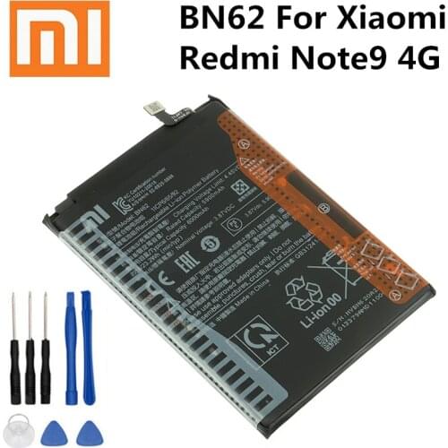 Xiao Mi Original 6000mAh BN62 Phone Battery For Xiaomi Redmi Note9 4G High quality Batteries With Tools+Tracking number