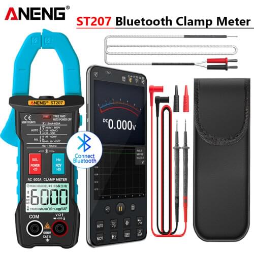 ANENG ST207 Digital Newly Upgraded Bluetooth Clamp Meter 6000 Count DC/AC True RMS Multimeter Hz Capacitance Ohm Voltage Tester