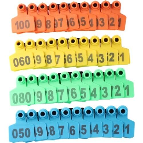 No. 001-500 Pig ear tags 5 Colors Digital Identification card Ear Tag Pliers Farm Animal Livestock feeding supplies