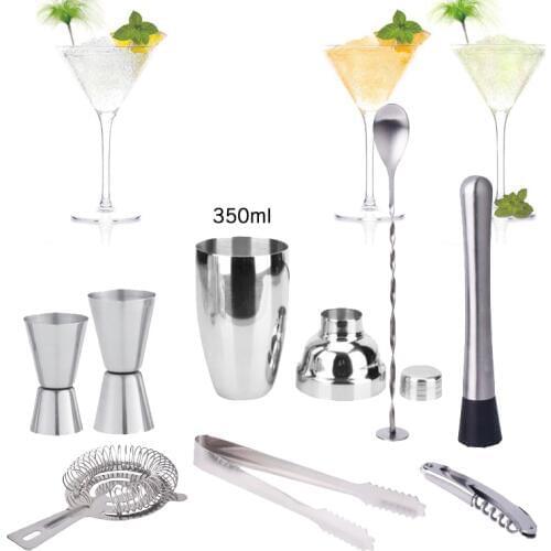 8Pcs/set 350ml Stainless Steel Boston Cocktail Shaker Mixer Drink Bartender Kit Bars Set Tools