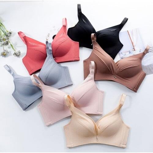 Bra Large Size Women Ice Silk Push Up Bras For Women Wire Free Big Size Bra Brassiere Bralette Full Cup