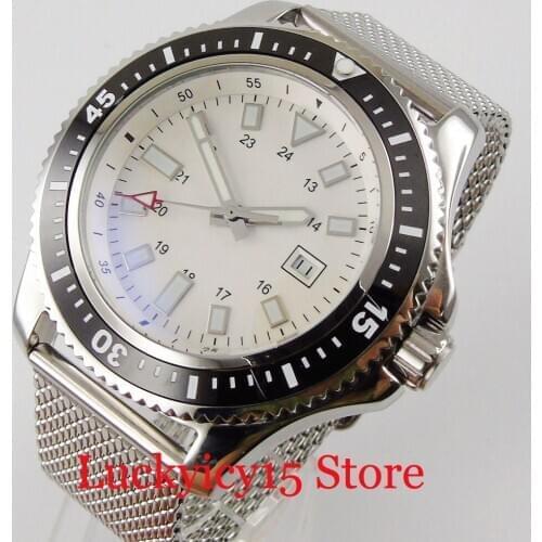 BLIGER White Mechanical Automatic Men Watch Rotating Bezel Date Window MIYOTA 8215 MINGZHU 2813