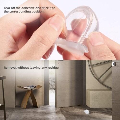 1pc Door Stopper No Need Punch Transparent Self Adhesive Door Holder Door Stop For Home Office Protect Walls And Furniture