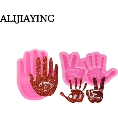 DY0119 DIY shiny love sign hand Middle finger molds epoxy resin liquid silicone rubber mold pendant jewelry decoration moulds