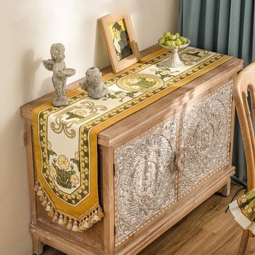 European Luxury Table Runner Wedding Decor Tablecloth Coffee Table TV Cabinet Cover Cloth Tassel Table Runner Home Decoration