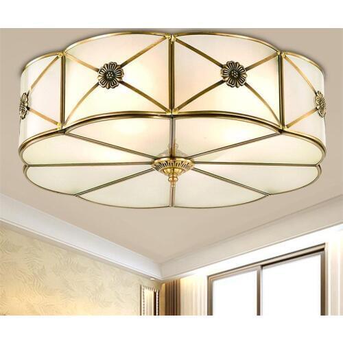 European Copper Ceiling Lights Lamparas De Techo Lustre Luminaria Abajur Vintage Luxury Living Room E27 Home Lighting Fixtures X