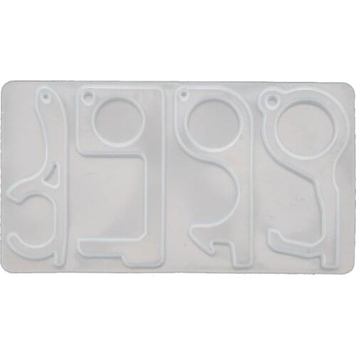 Zero Touch Keychain Resin Casting Mold Open Door Helper Contactless Assistant Safety Keychain Mold Jewelry Making Tools