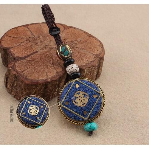 Hand-made Nepal Ping An Brand Keychain Car Key Pendant God of Wealth High-end Gift Creative Package Jewelry