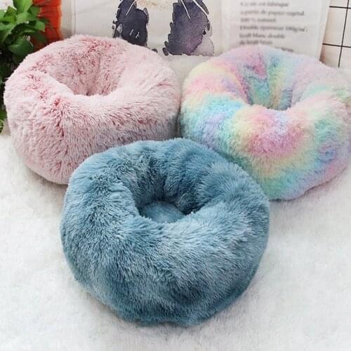 Round Dog Bed Pet Soft Plush Cat Bed Shape Sleeping Bag Kennel Cat Puppy Sofa Bed Pet House Winter Warm Beds Cushion Cat Bed