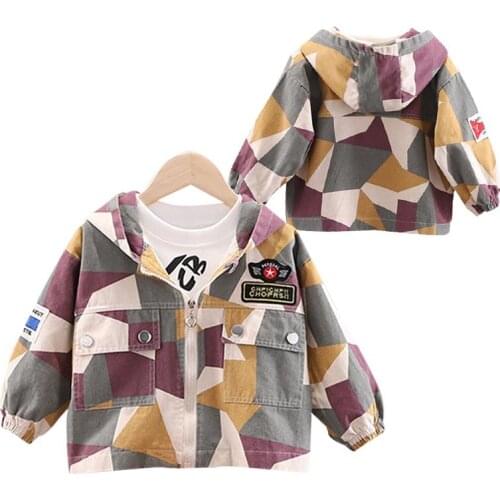 Boys Girls Fashion Camouflage Hooded Jacket Spring Autumn Kid Big Pocket Windbreaker Coat Child Trend Item Baby Casual Outerwear