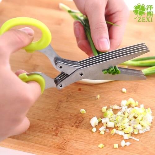 Stainless Steel Multi-layer Kitchen Scissors, Multi-function Household Chopped Green Onion Food Tool, Powerful Paper Shredder