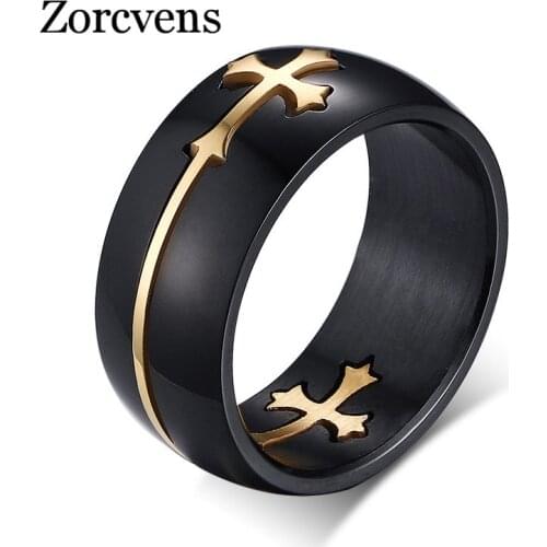 ZORCVENS 2021 New Fashion Cross Rings,Fashion Jewelry Engagement Wedding Gift Rings Eternity 316L Stainless Steel Ring
