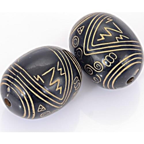 New Arrival 19.5x25 mm Fluted Corrugated Acrylic Antique Design Beads Big Oval Spacer Beads For Diy Jewelry Making