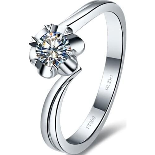 Fancy 0.23Ct 4.0 mm Test Positive Moissanite Engagement Ring Platinum 950 Ring White Gold Bridal Ring