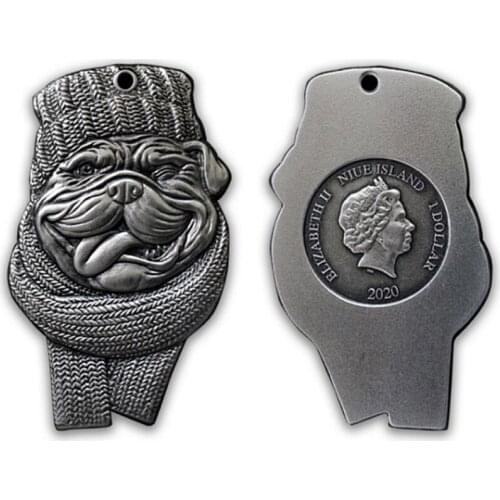 Niue Island, 2020 Pet Dog Coin , Silver .999, Commemorative UNC Original Coin 1 Dollar, Can Be Used for Pendant, Gift Collection