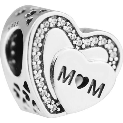 Fits for Pandora Bracelets Tribute to Mom Silver Beads 100% 925 Sterling Silver Charms DIY Jewelry Free Shipping
