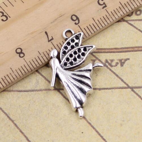 25pcs Charms Butterfly Fairy Angel 29x16mm Tibetan Bronze Silver Color Pendants Making Findings Handmade Antique DIY Jewelry