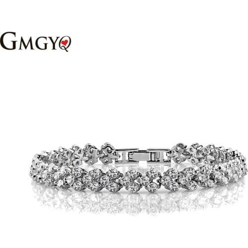 Hot Selling Romeinse Chain Armband AAA Zirconia Crystal voor Vrouwen Inlay Bedelarmband Bruid Bruiloft Sieraden Mothers Day Gift