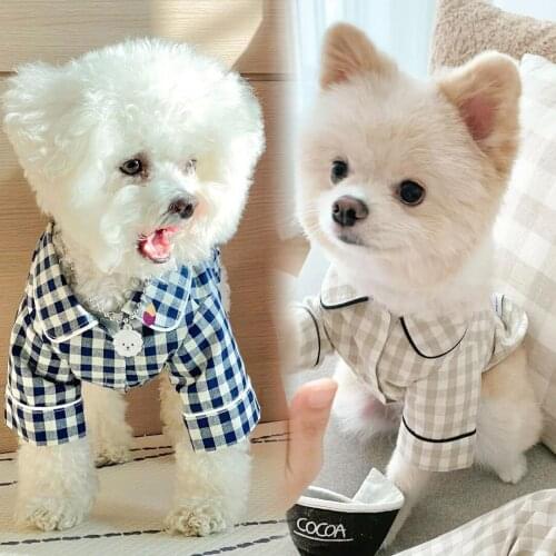 Teddy Bear Puppy Pure Cotton Shirts Purplish Blue Pocket Pajamas Dog Household Pets Than Teddy Bear Cat Pet Pure Cloth Shirt