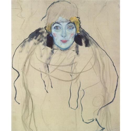 Handmade oil painting reproduction Portrait of a Lady (unfinished) by Gustav Klimt