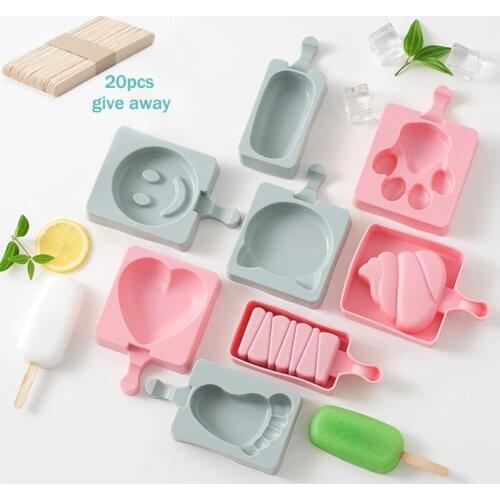 Hand-made silicone popsicle molds cute feet / heart-shaped ice cream stick ice mold DIY ice cube tray Popsicle stick