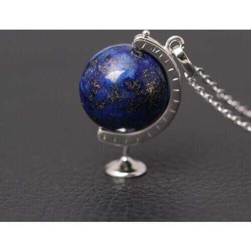 Style Necklace S925 Sterling Silver Beautiful Lapis Lazuli Globe Pendant Clavicle Chain Female Jewelry Wholesale
