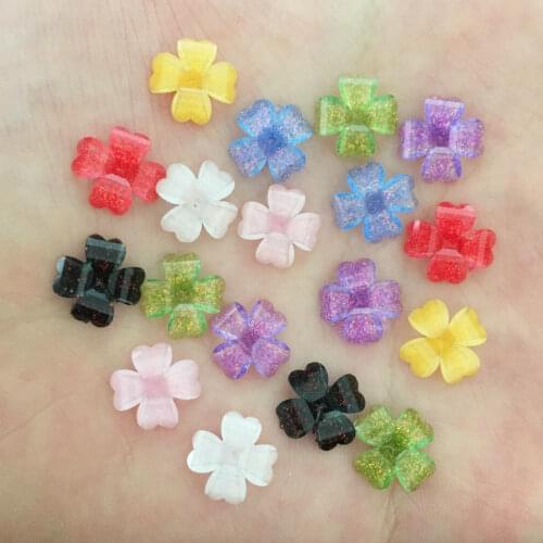 Hot 250Pcs 10mm Resin Gold Dust Flower Flatback Rhinestone Scrapbook Wedding DIY R05*5