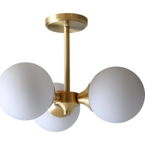 Nordic bedroom, simple brass ceiling lamp, modern model room, creative personality, full copper molecular bean ceiling lamp