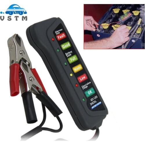 Battery Tester Digital Capacity Tester Checker For 12V Battery Power Supply Tester Measuring Instrument with 6 LED light Display