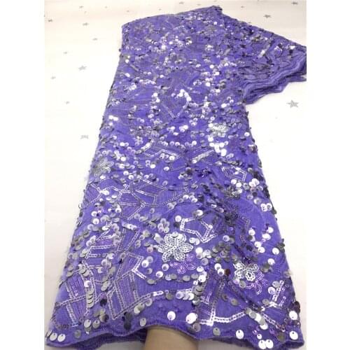 Heavy Velvet Lace Fabric With Sequins New African French Lace Fabrics 2020 High Quality Nigerian Sequined Lace For Wedding Dress