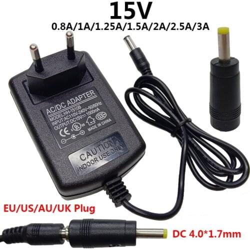 15V DC 4.0x1.7mm Universal ac dc Power Supply ac/dc Adaptor Adapter 15 volt 0.8A 1A 1.25A 1.5A 2A 2.5A 3A Converter adaptador