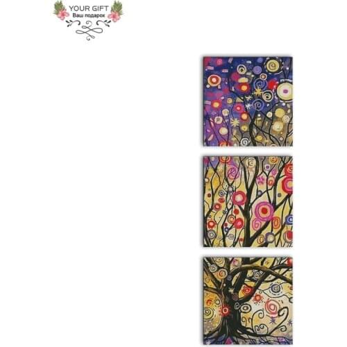 Your Gift F629 Free Shipping Counted and Stamped Home Decor Money Tree Triptych Needlepoint Embroidery Cross Stitch Kits