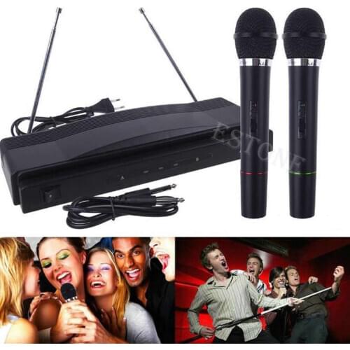 High Quality Wireless Microphone System Dual Handheld 2 x Mic Cordless Receiver
